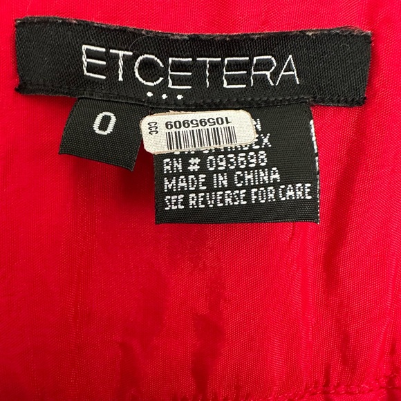 Etcetera Red Two Piece Pant Suit Jacket Full Zip Cotton Spandex Career Size 0 - Picture 14 of 16